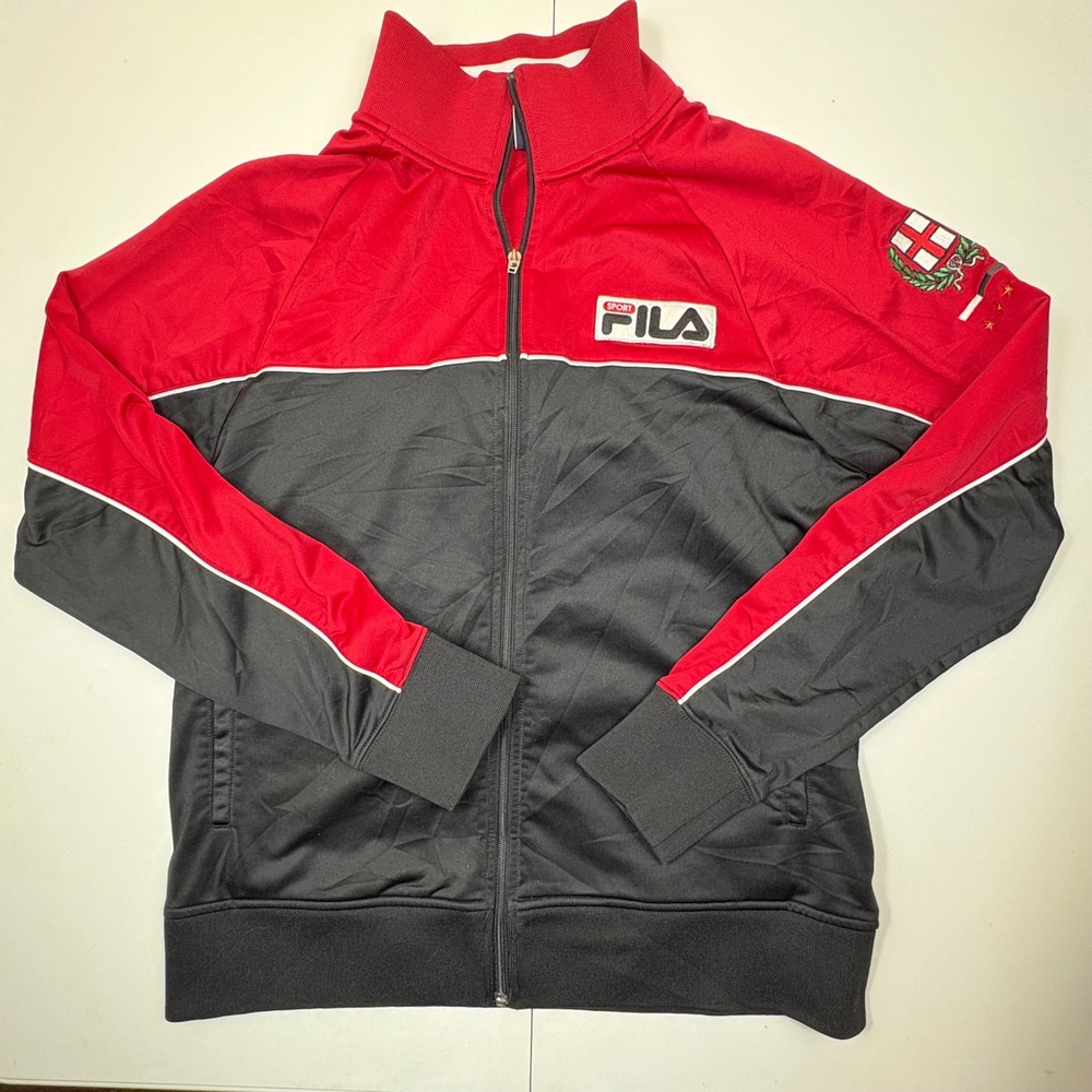 FILA Italia Track Jacket Red Black White Men's M Zip Up Athletic‎
